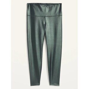 Old Navy Active metallic green shimmer gym leggings L high rise full length